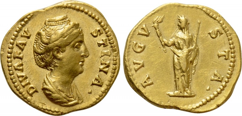 DIVA FAUSTINA I (Died 140/1). GOLD Aureus. Rome.

Obv: DIVA FAVSTINA.
Draped ...