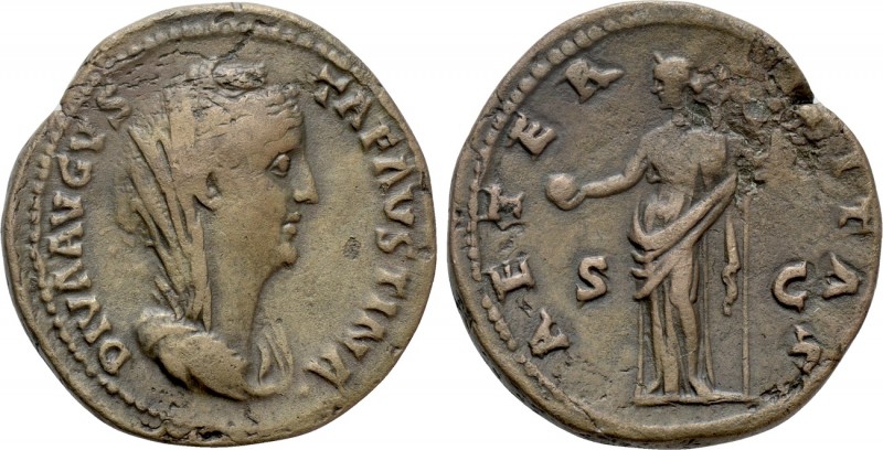 DIVA FAUSTINA I (Died 140/1). As. Rome. Struck under Antoninus Pius. 

Obv: DI...