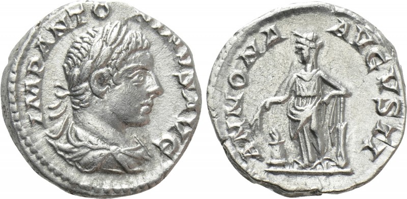 ELAGABALUS (218-222). Denarius. Rome. 

Obv: IMP ANTONINVS AVG. 
Laureate and...