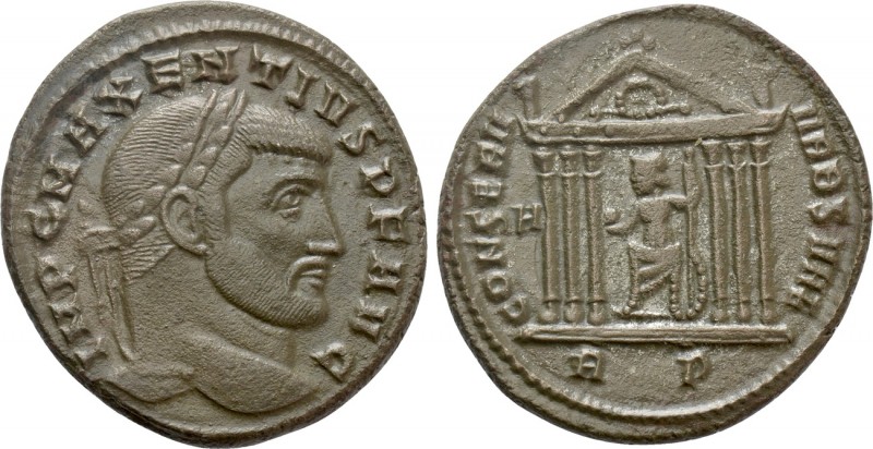 MAXENTIUS (307-312). Follis. Rome. 

Obv: IMP C MAXENTIVS P F AVG. 
Laureate ...