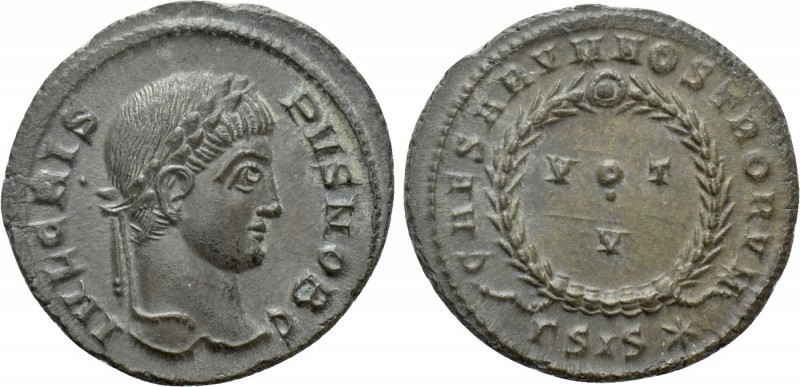 CRISPUS (Caesar, 316-326). Follis. Siscia. 

Obv: IVL CRISPVS NOB C. 
Laureat...