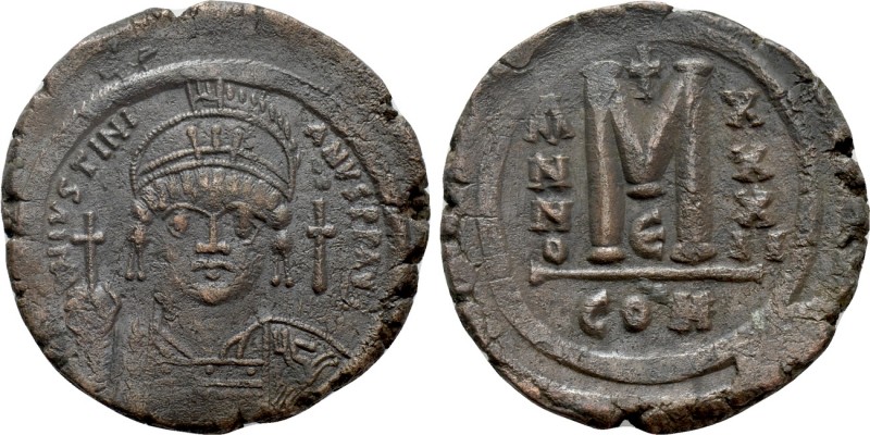 JUSTINIAN I (527-565). Follis. Constantinople. Dated RY 32 (558/9). 

Obv: D N...