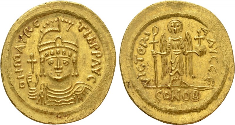 MAURICE TIBERIUS (582-602). GOLD Solidus. Constantinople.

Obv: δ N MAVRC TIЬ ...