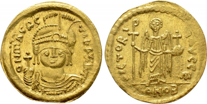 MAURICE TIBERIUS (582-602). GOLD Solidus. Constantinople. 

Obv: D N MAVRC TIЬ...