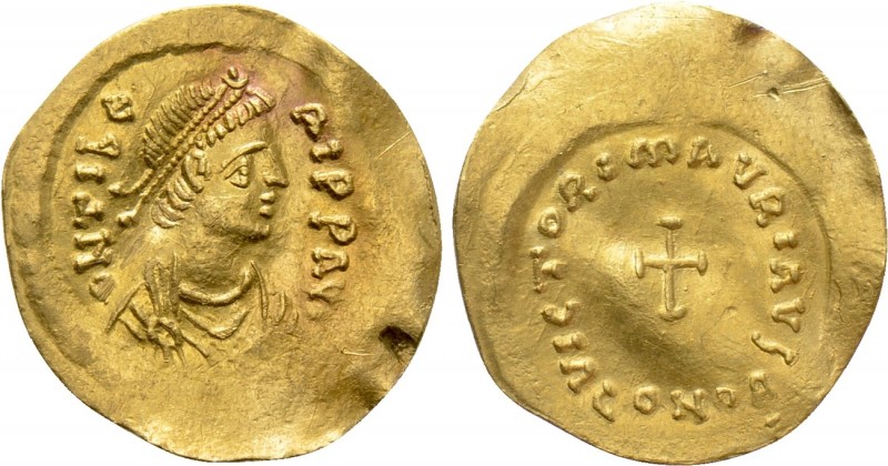 MAURICE TIBERIUS (582-602). GOLD Tremissis. Constantinople. 

Obv: D N TIЬЄRI ...