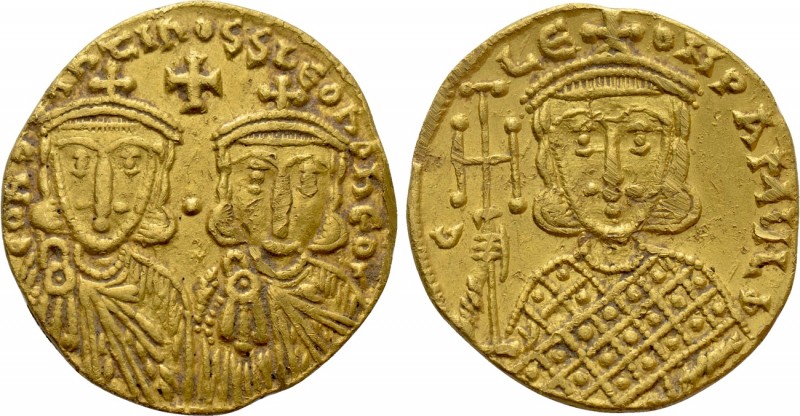 CONSTANTINE V COPRONYMUS, with LEO IV and LEO III (741-775). GOLD Solidus Consta...