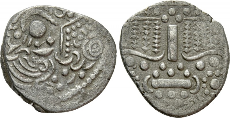 INDIA. Pratihara - Pala supremacy (Circa 780-980). Debased drachm. 

Obv: Indo...