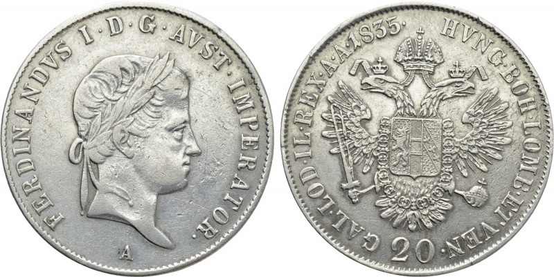HUNGARY. Ferdinand I (1835-1848). 20 Kreuzer (1835 A). Wien. 

Obv: FERDINANDV...