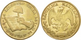 MEXICO. GOLD 8 Escudos (1847-RM). Durango