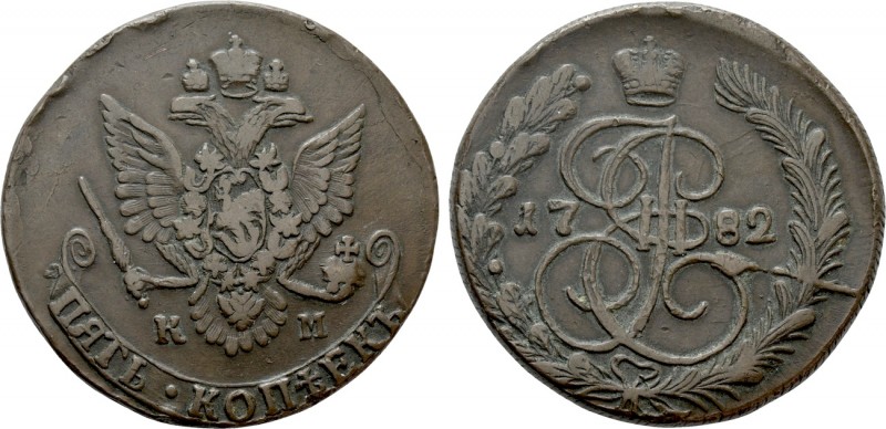 RUSSIA. Catherine II 'the Great' (1762-1796). 5 Kopecks (1782-KM). Ekaterinburg....