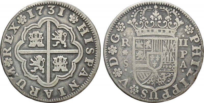 SPAIN. Philip V (1700-1746). 2 Reales (1731). Sevilla. 

Obv: PHILIPPUS V D G....