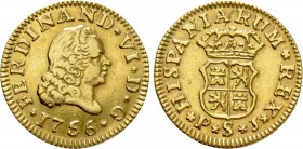 SPAIN. Fernando VI (1746-1759). GOLD 1/2 Escudo (1756). Seville
