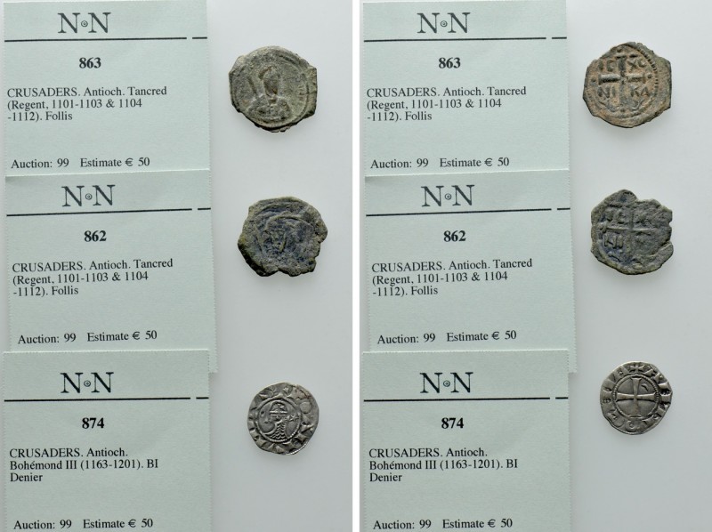 3 Coins of the Crusader States. 

Obv: .
Rev: .

. 

Condition: See pictu...