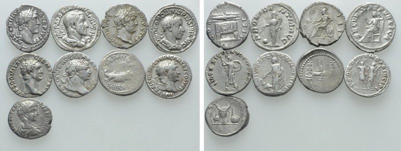 9 Roman Denarii. 

Obv: .
Rev: .

. 

Condition: See picture.

Weight: ...