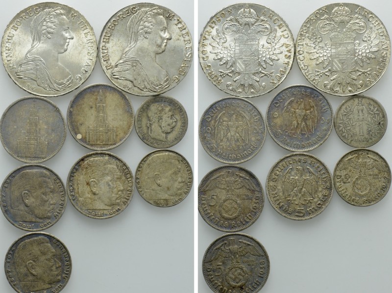 9 Silver Coins. 

Obv: .
Rev: .

. 

Condition: See picture.

Weight: g...
