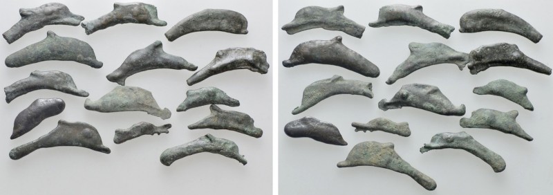14 Pieces of Olbian Dolphin Money. 

Obv: .
Rev: .

. 

Condition: See pi...