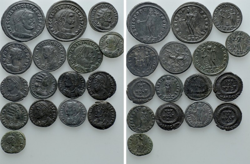 16 Late Roman Coins. 

Obv: .
Rev: .

. 

Condition: See picture.

Weig...