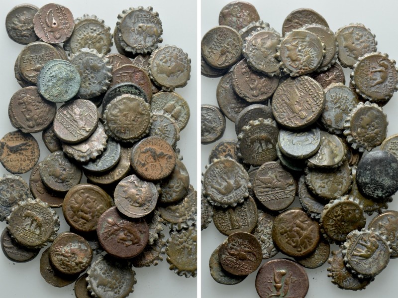 Circa 50 Greek Coins. 

Obv: .
Rev: .

. 

Condition: See picture.

Wei...