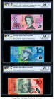 Matching Serial Number Set Australia Reserve Bank 5; 10; 20; 50; 100 Dollars 1997 Pick 51c; 52b; 53b; 54b; 55b Five Examples PCGS Superb Gem UNC 68 OP...