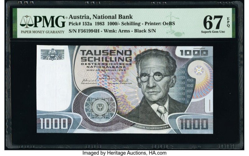 Austria Austrian National Bank 1000 Schilling 3.1.1983 Pick 152a PMG Superb Gem ...
