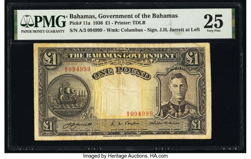 Bahamas Bahamas Government 1 Pound 1936 Pick 11a PMG Very Fine 25. 

HID09801242...