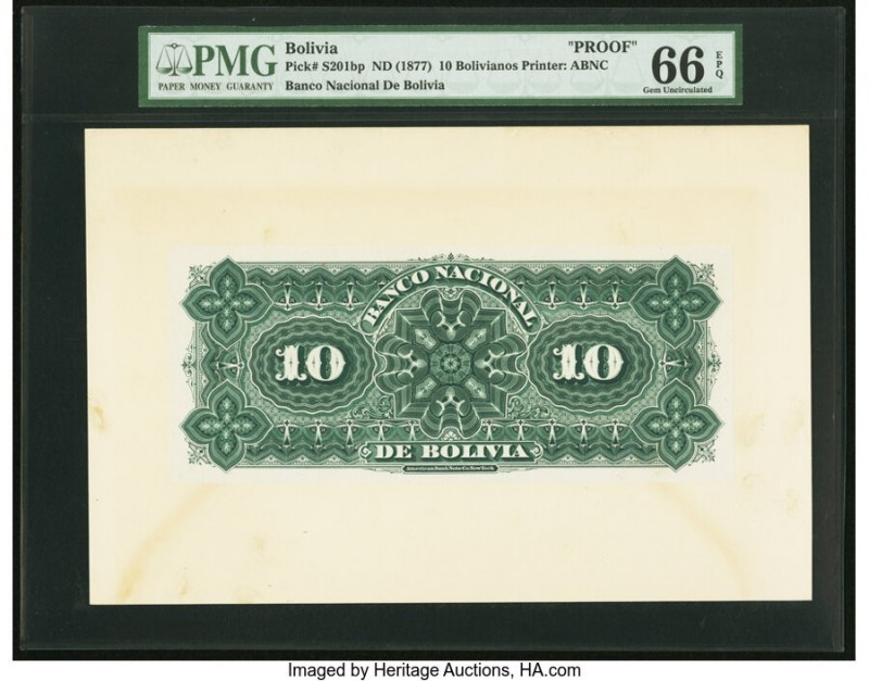 Bolivia Banco Nacional de Bolivia 10 Bolivianos ND (1877) Pick S201bp Proof PMG ...
