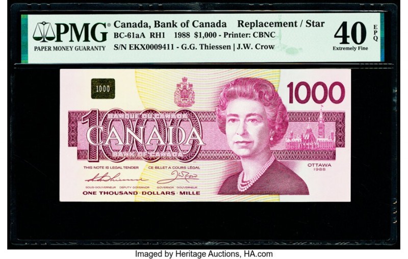 Canada Bank of Canada $1000 1988 Pick 100a BC-61aA Replacement PMG Extremely Fin...