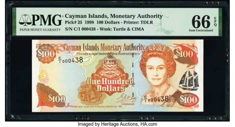 Cayman Islands Monetary Authority 100 Dollars 1998 Pick 25 PMG Gem Uncirculated ...