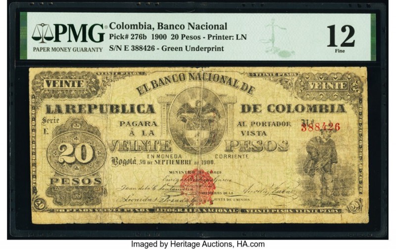 Colombia Banco Nacional de la Republica de Colombia 20 Pesos 30.9.1900 Pick 276b...