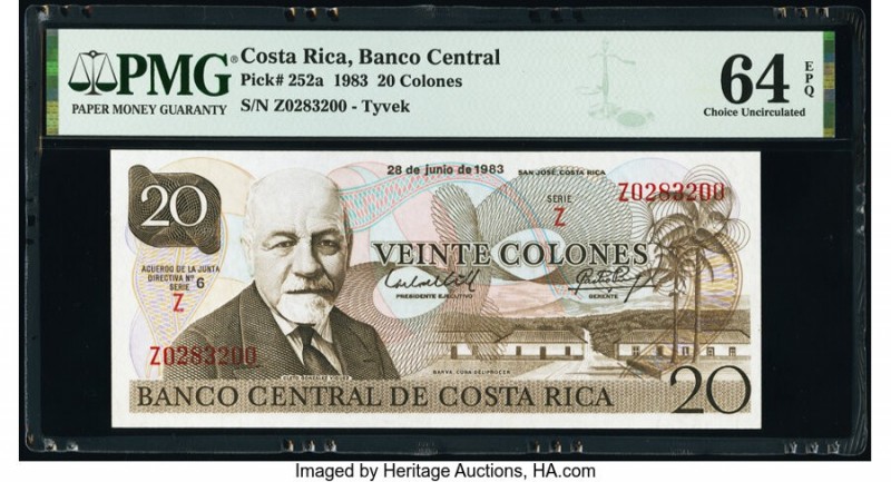 Costa Rica Banco Central de Costa Rica 20 Colones 28.6.1983 Pick 252a PMG Choice...
