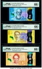 Costa Rica Banco Central 2000; 5000; 20,000 Colones 2018 (ND 2020) Pick 281a; 282a; 284a Three Examples PMG Gem Uncirculated 66 EPQ (3). 

HID09801242...