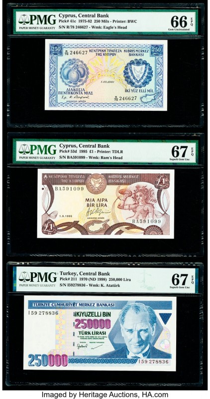 Cyprus Central Bank of Cyprus 250 Mils; 1 Pound 1.10.1981; 1.9.1995 Pick 41c; 53...