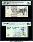 Denmark National Bank 200 Kroner 2016 Pick 67f PMG Superb Gem Unc 68 EPQ; Faeroe Islands Foroyar 200 Kronur 2011 Pick 31 PMG Superb Gem Unc 68 EPQ. 

...