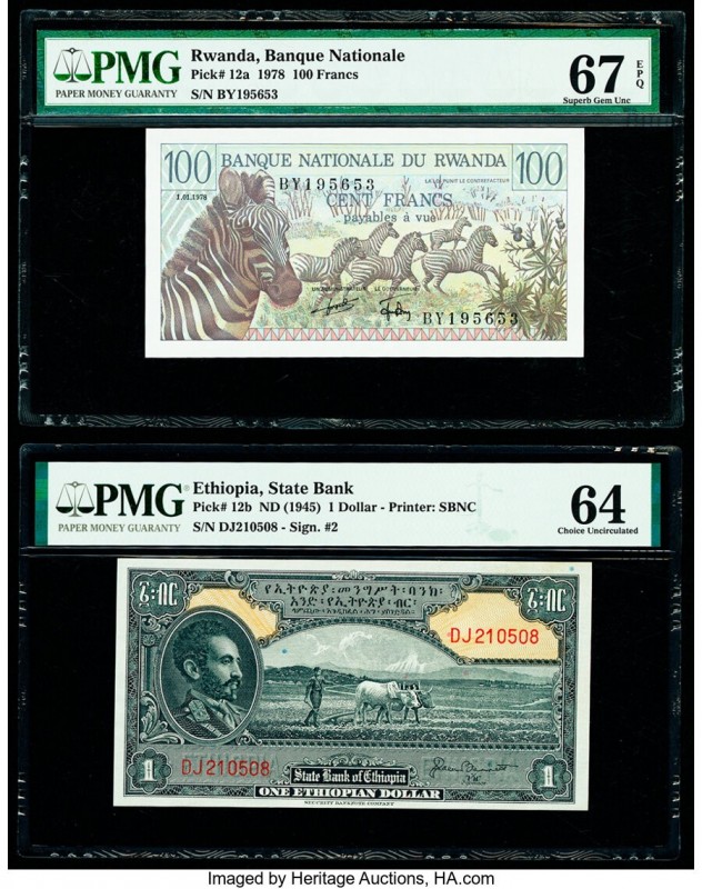 Ethiopia State Bank of Ethiopia 1 Dollar ND (1945) Pick 12b PMG Choice Uncircula...