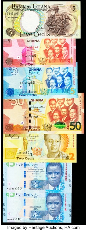 Ghana Bank of Ghana Group Lot of 13 Examples Crisp Uncirculated. Pick 11 has an ...