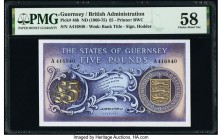 Guernsey States of Guernsey 5 Pounds ND (1969-75) Pick 46b PMG Choice About Unc 58. 

HID09801242017

© 2020 Heritage Auctions | All Rights Reserved