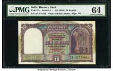 India Reserve Bank of India 10 Rupees ND (1949) Pick 37a Jhun6.4.1.1 PMG Choice Uncirculated 64. Staple holes at issue.

HID09801242017

© 2020 Herita...