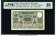 India Princely States, Hyderabad 5 Rupees ND (1938-47) Pick S273c Jhunjhunwalla-Razack 7.6.3 PMG Extremely Fine 40. Staple holes at issue; corner stai...