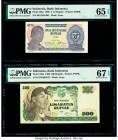 Indonesia Bank Indonesia 2 1/2; 500; 1000; 75,000 Rupiah 1968 (2); 1987; 2020 Pick 103a; 109a; 124a; 161 Four Examples PMG Gem Uncirculated 65 EPQ; Su...