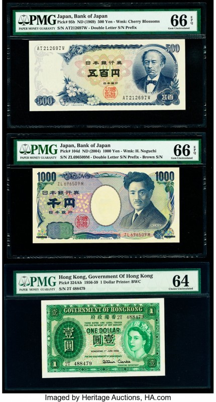 Japan Bank of Japan 500; 1000 Yen ND (1969); ND (2004) Pick 95b; 104d Two Exampl...