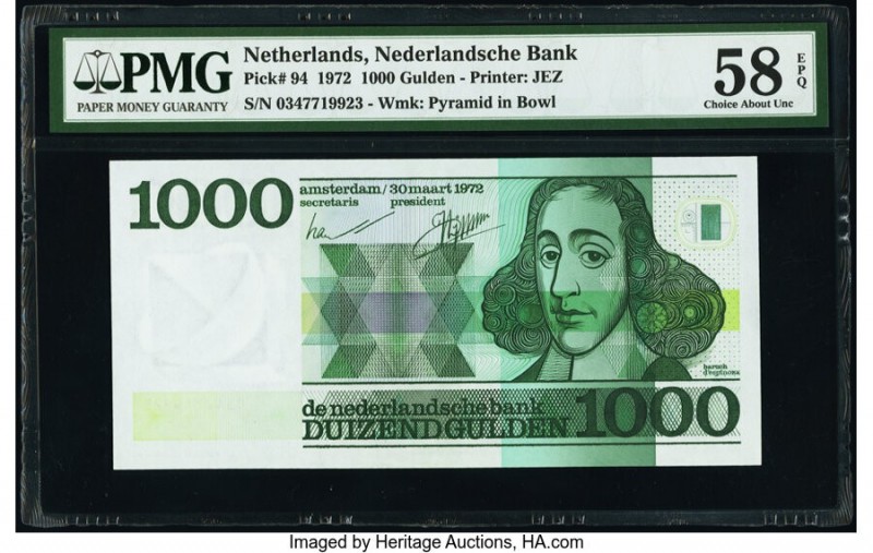 Netherlands Netherlands Bank 1000 Gulden 30.3.1972 Pick 94 PMG Choice About Unc ...