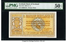 Scotland Bank of Scotland 1 Pound 6.8.1931 Pick 86 PMG About Uncirculated 50 EPQ. 

HID09801242017

© 2020 Heritage Auctions | All Rights Reserved