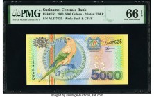 Suriname Centrale Bank 5000 Gulden 2000 Pick 152 PMG Gem Uncirculated 66 EPQ. 

HID09801242017

© 2020 Heritage Auctions | All Rights Reserved