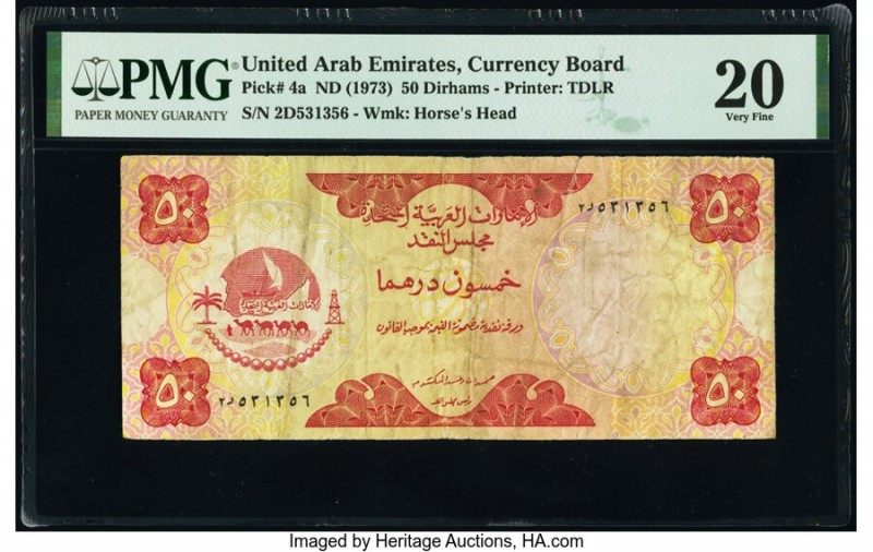 United Arab Emirates Currency Board 50 Dirhams ND (1973) Pick 4a PMG Very Fine 2...