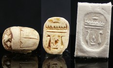 Egypte - Basse époque - Scarabée en calcite - 664 / 332 av. J.-C. (26ème-30ème dynastie)
Beau scarabée en calcite de couleur beige représentant un an...