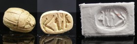 Egypte - Basse époque - Scarabée en calcite - 664 / 332 av. J.-C. (26ème-30ème dynastie)
Beau et important scarabée en calcite de couleur beige orné ...