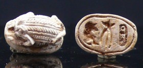 Egypte - Basse époque - Scarabée en stéatite (grenouille) - 664 / 332 av. J.-C. (26ème-30ème dynastie)
Scarabée en stéatite blanche en forme de greno...