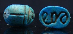 Egypte - Basse époque - Scarabée en faïence de couleur turquoise - 664 / 332 av. J.-C. (26ème-30ème dynastie)
Scarabée en faïence de couleur truquois...