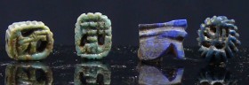 Egypte - Basse époque - Lot de 4 amulettes - 664 / 332 av. J.-C. (26ème-30ème dynastie)
Lot de quatre petites amulettes. L'une représente un œil oudj...