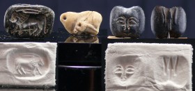 Levantin - Perse - 3 sceaux et cachets en pierre - 1000 / 500 av. J.-C.
Ensemble de trois sceaux et cachets en pierre noir et blanc. Un sceau représe...